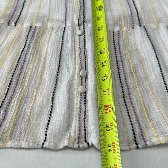 Michael Stars Crinkle Gauze Embroidered Beach Striped Ruffle Hem MidiDress Small - Picture 8 of 9